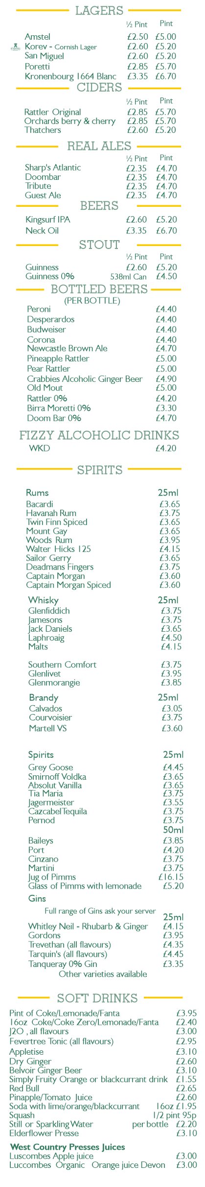Drinks - Merrymoor Inn